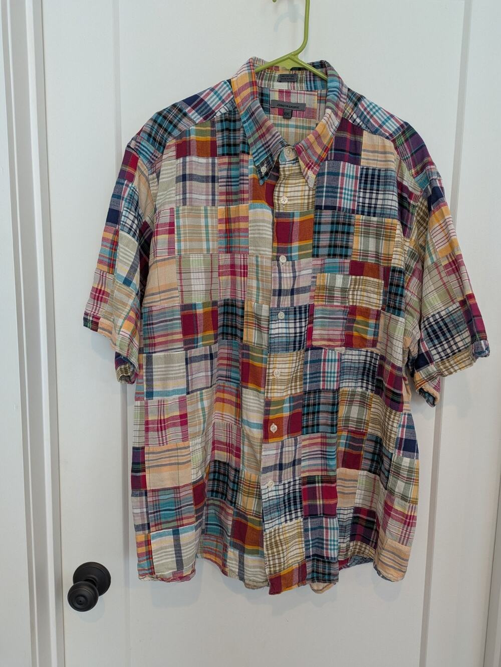 Johnston And Murphy Men's XXL Button Up Shirt Multicolor Patch Plaid Casual...